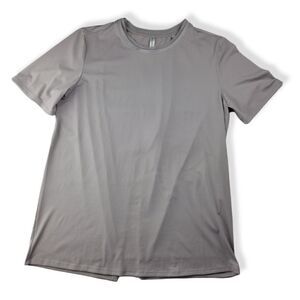 Fabletics open back short Sleeve Gray Shirt Medium